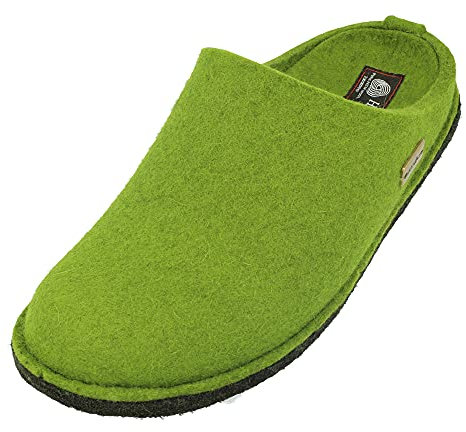 HAFLINGER Flair Soft Filzpantoffeln aus Wollfilz Hausschuh Grasgrün, Gr. 38