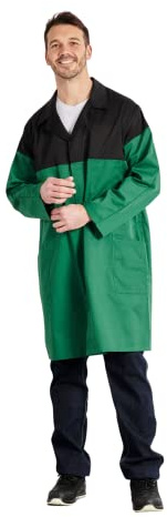 Hurry Jump Blouse de Travail Industrie Atelier Artisan Manches Longue Fermeture Pressions Bi Couleurs presisons sous Patte Lavage Machine ou Industriel Vert/Noir T2