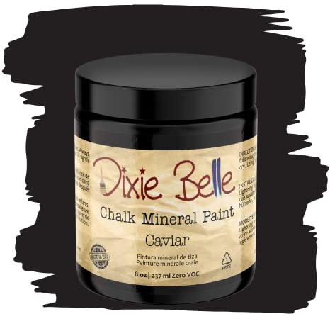 Dixie Belle Paint Company Chalk Finish Furniture Paint - Caviar (8oz) - Matte Black Chic Chalk Mineral DIY Furniture Paint