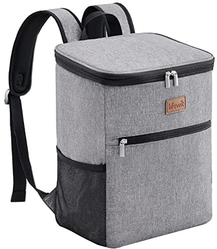 Lifewit 24L Kühl Rucksack Kühlrucksack Kühltasche Picknicktasche Groß Isoliert Cooler Bag Männer Frauen für Strand/Picknick/Camping/BBQ/Wandern, Grau