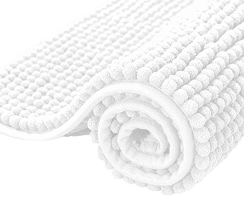 subrtex Badematte rutschfest Badezimmerteppich aus Chenille Saugfähig Badteppich weich Wasserabsorbierende Badvorleger für Badezimmer,Maschinenwaschbar(50 x 80 cm, weiß)