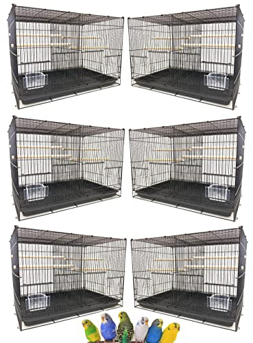 Lot of Breeding Flight Bird Cage for Aviaries Canaries Budgies Finches Lovebird Parakeet (24x16x16 Black with Divider)