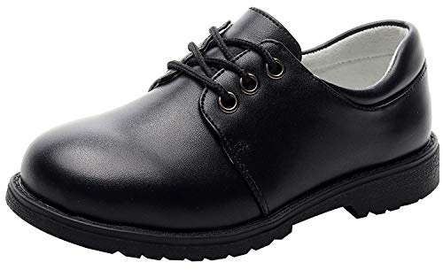 rismart Niño Punta Redonda Zapato Oxford Vestir para Traje Escuela Calzado(Negro,26 EU)