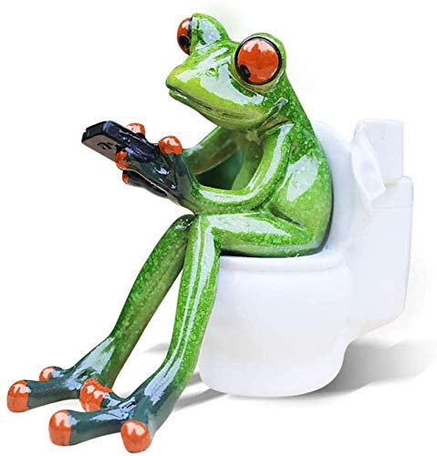 Sanmum Lustige Froschfigur Kreative Frosch Dekofiguren Tier Figur Skulptur Zierfigur für Büro Haus Dekoration (Frosch auf Toilette)