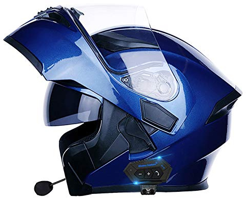 Bluetooth Integrated Modular Flip up Front Motorcycle Helmet Motorbike Crash Modular Helmet With Anti-Fog Dual Visors DOT/ECE Approved Noise Reducation for Men Women 54~63CM