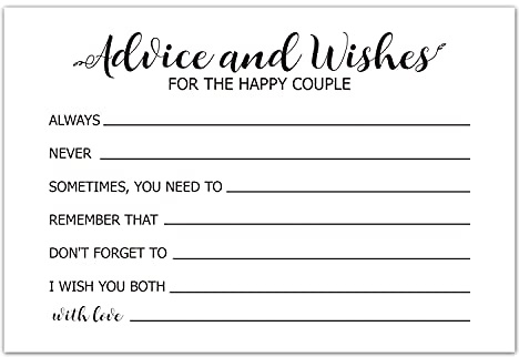 Lot de 50 cartes de conseils et de vœux pour couple heureux, Mr et Mrs, Mariés et mariés, cartes de conseils de mariage, parfaites pour une fête prénuptiale, un mariage, alternative au livre d'or de