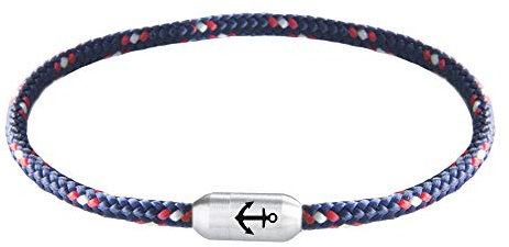 Paris Montana Schmales Dünnes Filigranes Original Anker Segeltau Armband Unisex Geflochten Gravur Handmade Hochwertiger Magnetverschluss Durchmesser Ø 4mm (Fargo, 19)