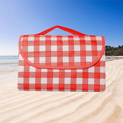 Stranddecke Wasserdicht Stranddecke Sandfrei Picnic Blanket Picknickdecke Klein Campingdecke Ultraleicht Outdoor Mini Picknickdecke Campingdecke Wasserdicht Strandmatte Faltbar 100x150CM Rot