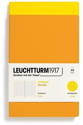 LEUCHTTURM1917 368178 Jottbook (A5), 59 Numbered Pages, Dotted, Lemon and Rising Sun, Pack of 2