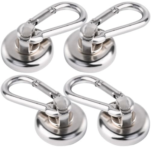MIN CI Strong Magnetic Hooks, 48lbs (22kg) Heavy Duty 25mm Neodymium Hooks for Cruise Cabins, Extra Strong Command Holder 4Pack