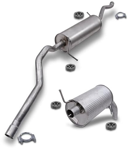ATEC Germany Auspuff Schalldämpfer Set 1x Mittelschalldämpfer, 1x Endschalldämpfer inkl. Montagezubehör Kompatibel mit FORD GALAXY Mk1 (WGR), SEAT ALHAMBRA (7V8, 7V9), VW SHARAN (7M_)