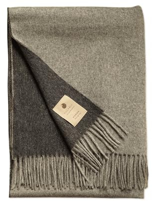 TILLHÅLL Wolldecke für Frühjahr & Sommer aus 100% Reiner Bio-Lammwolle | leicht & weich | Made in Germany | 130x190 cm | Double-face Optik – Grau