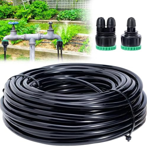 iBamso 40m Garten Bewässerungsschlauch Tropfbewässerungsleitung, 4/7mm PVC Micro Drip System Verbindungsrohr Wasser System Schlauch for Rasenflächen, Gärten, landwirtschaftliche Bewässerung