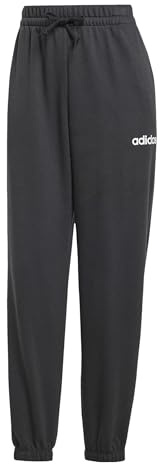 Adidas Damen Essentials Linear French Terry Cuffed Pants, Black/White, XL