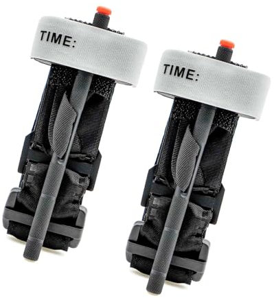 Tourniquets, Einhändig Erste-Hilfe-Set für Notfallblutungen, Militärischer, Lebensrettender Nofallsanitäter für Gefechte im Freien Feld Taktisch mit Metallwinde, 2 STÜCK