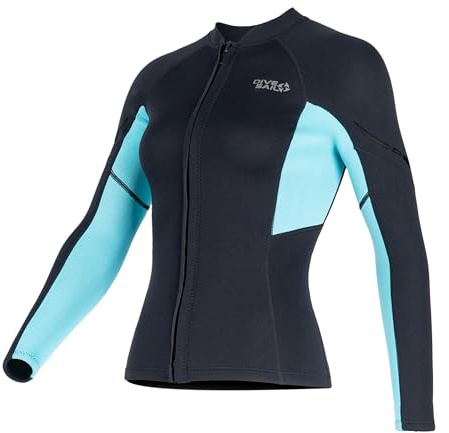 Traje de neopreno para mujer Top 1.5mm Traje de neopreno chaqueta térmica de manga larga traje de buceo para mujeres surf natación snorkel buceo buceo talla L