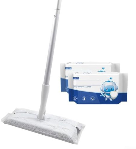 Bulevisiter Kit de balayage anti-poussière avec balai plat – Ensemble de balai de nettoyage pour sol en bois dur, cuisine, salle de bain et poils d'animaux (B)