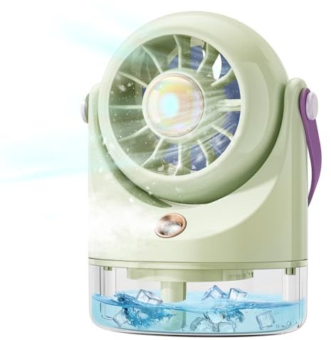 Mini ventilateur de table très silencieux USB - Climatiseur mobile avec batterie - Portable ventilateur à piles pour camping et voyage - Refroidisseur d'air vert