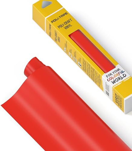 POLI-CRAFT vinyl självhäftande film (REMOVABLE) – självhäftande plotterfolie för gör-det-själv-projekt, matt röd, 30,5 cm x 183 cm