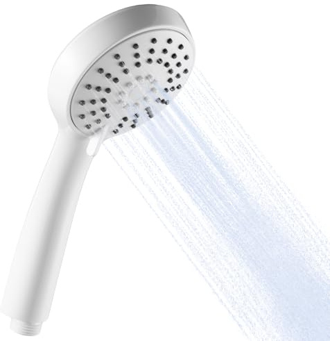 OFFO Soffione Doccia, Doccino per Doccia con 3 Modalità di Getto,Soffione Doccia Grande per Il Risparmio Idrico, Doccetta per Il Bagno, Copertura Grande, Rotonda 10 cm, Bianco