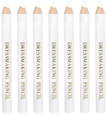 Goktvai 7pcs Fabric Pencil for Sewing, Water Soluble Sewing Fabric Pencils with Tip Caps Tailors Chalk Tracing Tools for Quilting Tailoring Embroidery Dressmakers DIY Crafts (White)