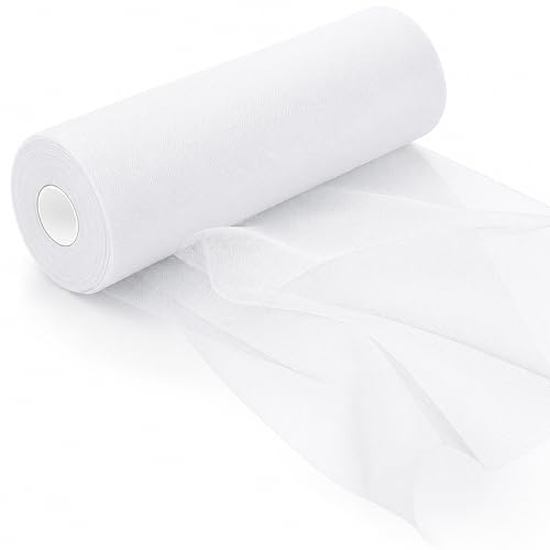 Tylltyg tyllrulle organza 30 cm x 92 m, tyllband bröllopsdekoration textilier tyg, tyll metervara organza-tyger för gör-det-själv hantverk pom hantverk bågar party dekoration (vit)