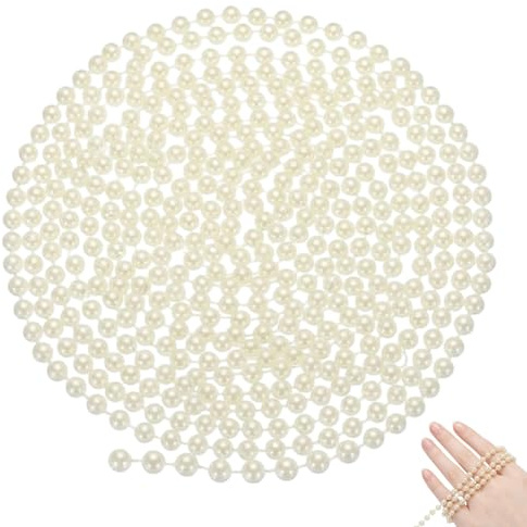 YUNTRUN Pearl Beads Garland, Pearl String Bead Garland Roll, String of Pearls for Craft Wedding Party Decoration, Christmas Beads for Tree