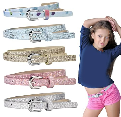 5 Pcs Ceinture Enfant Fille，Ceinture Fille 12 Ans，Design Ajustable Convient à Différentes Tailles S'accorde avec Divers Styles Vestimentaires Notamment Jeans Pantalons Robes Éclat Et Style Garanti