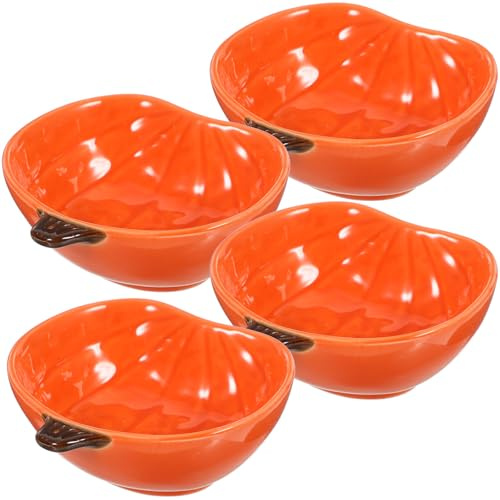 HOMSFOU 4 Pièces Gamelle Réutilisable Forme Citrouille en Céramique pour Petits Animaux et Anti-débordement comme Hamster Nain pour Nourriture et Friandises
