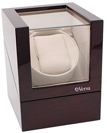 Versa Single Watch Winder Elite Automatic Watch Winder - Quiet Japanese Motor - 12 Settings - Compatible with Rolex's, Cartier, Omega, and More (Cherry)