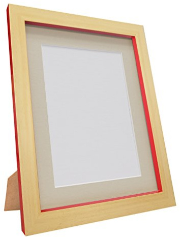 FRAMES BY POST MAGNUSBEEREDWITHLGMT5040CM1510 Marco de Fotos de plástico Magnus, Reciclado, Haya y Rojo con Montura Gris Claro, 50 x 40-Inch/Image Size 15 x 10-Inch
