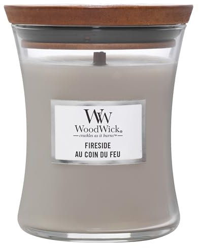 WoodWick Duftkerze mit knisterndem Docht, Mini-Sanduhr-Kerze Fireside, bis zu 20 Stunden Brennzeit, Perfekte Geschenke für Frauen