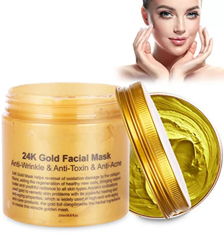 Maschera, 24K Maschera D'oro, Maschera Peel Off di Pulizia Profonda Idratante e Restringe i Pori, Rimozione di Punti Neri, Cura Brufoli Pelle Per Uomo e Donna 200ml