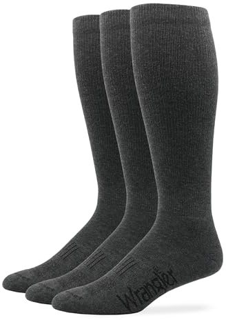 Wrangler Mens Ultra Dri Seamless Toe Western Boot Socks 3 Pair Pack (Charcoal, l)