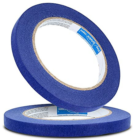 Blue Dolphin™ Ruban de masquage professionnel - 10 mm x 50 m - Bleu - Facile à enlever - Résistant aux UV - Se retire sans laisser de traces - Sans solvant