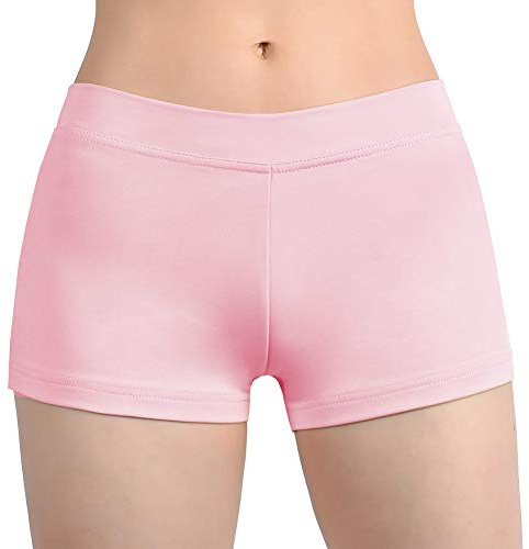 SUPRNOWA Low Rise Boy Cut Shorts for Women Athletic Spandex Gym Workout Booty Volleyball Yoga Dance Shorts (Pink, S)
