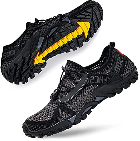 DimaiGlobal Zapatillas de Trekking para Hombres Verano Sandalias Deportivas Pescador Playa Zapatos Casuales Transpirable Zapatilla de Senderismo 42EU Gris