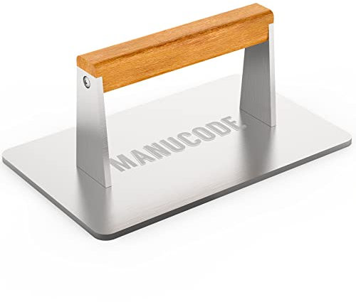 Manucode Pressa per Hamburger in Acciaio Inossidabile, 1.4kg 23.5cm Peso per La Rettangolo