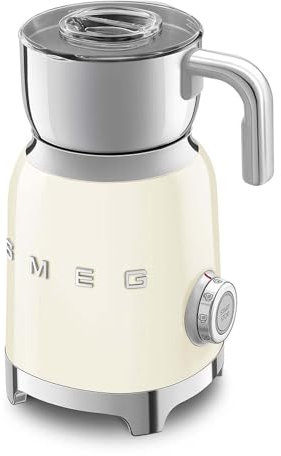 Smeg, Mousseur à Lait Multifonction MFF11CREU, avec Système à Induction, 6 Programmes Prédéfinis, une Fonction Manuelle, Carafe Amovible 600 ml, Bouchon Doseur, Range Cordon Intégré, 500 W, Crème