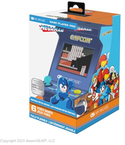 My Arcade Mega Man Mini Arcade Machine - Nano Player Table Top Arcade Machine, Portable Handheld Game, Retro Gaming Console, Mini Retro Games Machines for Kids & Adults