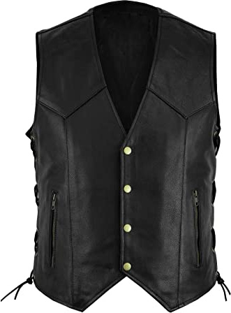 Beokeuioe Gilet de costume en cuir synthétique pour homme, gilet de mi-saison vintage sans manches, veste de rocker, gilet de fête de club