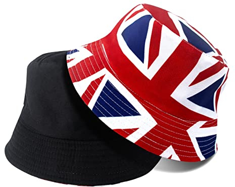 AWAVM 1 chapeau melon Union Jack réversible double face pour couronnement du roi Charles III, chapeau de soleil résistant à la décoloration, parfait pour les fêtes intérieures et extérieures et les