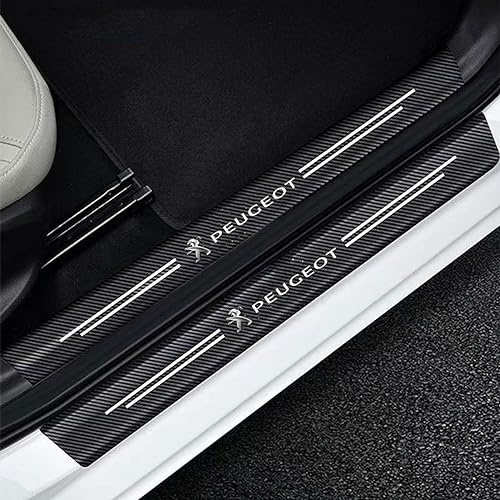 4 Piezas Protectores de Umbral de Puerta de Coche de Fibra de Carbono para Peugeot 208 2008 207 301 308 408 4008 508 5008 Rifter, Decoración para Estribos de Coche Pegatinas B