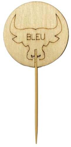 60 Piques de cuisson à viande 9 cm - 100% en bambou écologique - Design en Bouche (Bleu)