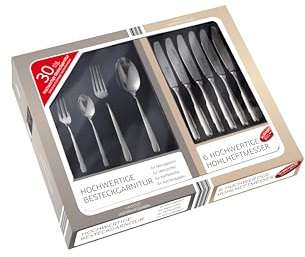 Gehring Besteck Set Life 30-teilig I Edelstahlbesteck I hochwertiges Essbesteck inklusive 6 Solinger Hohlheftmesser I spülmaschinengeeignet I Besteck Set 6 Personen I Designpreis 2014/15