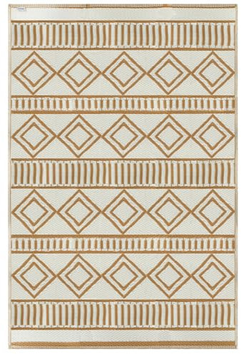 Outsunny Outdoorteppich, Kunststoffteppich, Wasserdichter Balkonteppich, für Garten, Camping, Kaffee+Weiß, 121 x 182 cm