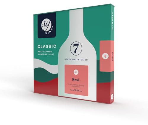 DIAH DO IT AT HOME SG Classic Rosé Wine Making Kit with Airlock - Makes 6 Bottles (4.5L) in Just 7 Days - Light & Dry Pink Wine 10.5% ABV - Complete DIY Homebrew Starter Set (7-Day Wine Kit)