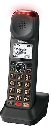 Panasonic KX-TGMA45 Digital Cordless Phone Additional Handset (No standalone) & Charging Cradle, LCD, Loud Volume, Slow Talk Mode, Tone Control, Metallic Black