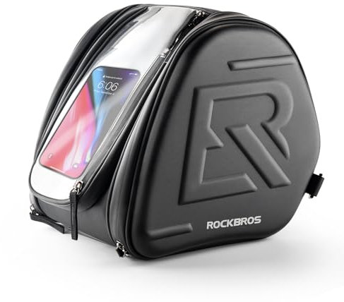 ROCKBROS Borsa da serbatoio per moto, 14 l, rigida, navigazione, impermeabile, cerniera, casco