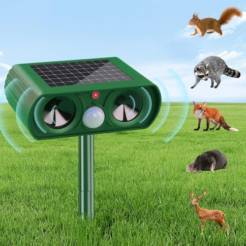 Solar-Betriebener Katzenschreck für Garten, Ultraschall-Katzenschreck für den Außenbereich, kann Katzen, Vögel, Füchse, Waschbären, Kaninchen und Nagetiere wirksam abwehren.
